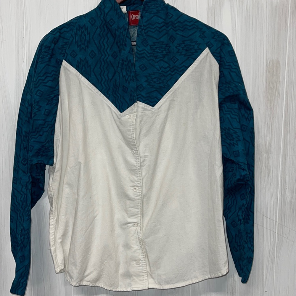 Womens vintage Open range western‎ cowgirl button up shirt top xlarge XL